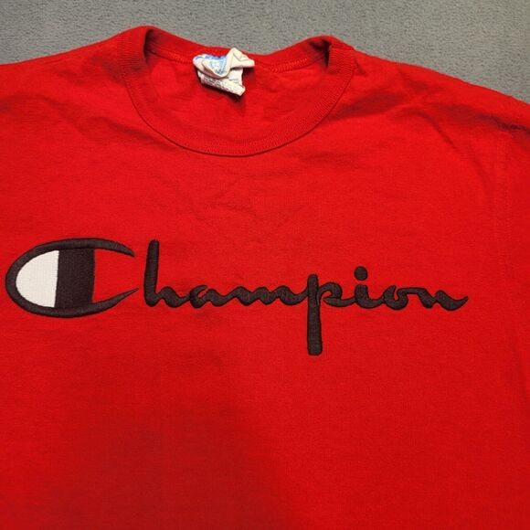 Champion T Shirt Womens S Red Short Sleeve Crew Neck Embroidered - Picture 2 of 7